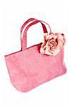 Pink handbag on white background