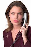 Pretty brunette secretary  with telephone headset