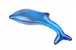 bath soap in the shape of a blue dolphin, isolated on white background
