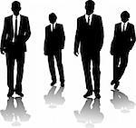 Four business men drawn in black silhouette in a gangster style