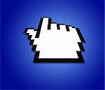 hand cursor on a blue background
