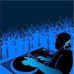 DJ music - Coloured vector illustration.