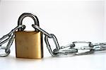 Chain and lock with white background
