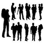 Silhouettes of parents with baby, vector illustration