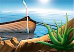 Fishing boat - Highly detailed cartoon background 15 - illustration