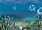 Underwater scene - Highly detailed cartoon background 59 - illustration