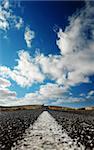 Closeup of Road Line on a hot summer day