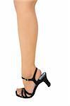 Leg wearing black high heel shoe