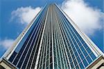 The tall gleaming skyscrapers of a city's downtown business district