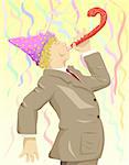 Vector illustration of a  celebrating businessman - the background is on a separate layer