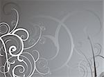Abstract background in silver and grey with a floral design