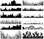 Selection of vector foreground silhouettes and skylines