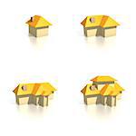 Four house icons ranging from small to large. Design components useful for real estate or perhaps to show extension to a family home.