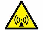 radiation symbol on triangular yellow sign