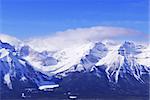 Snowy mountain ridge at Lake Louise in Canadian Rockies in winter