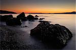 Picture of the rocky Sadova beach, in southern Greece, taken after sunset