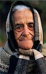 Image shows a portrait of an old proud traditional Greek lady from a village in Mani peninsula