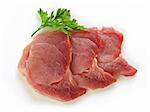 Three slices of fresh meat with parsley