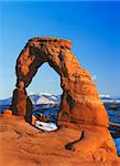 Delicate Arch and the distant La Sal Mountains, Arches National Park