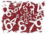 Red Grunge Illustration with Acid Etched Numbers (Layered Vector)