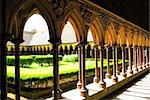 Fragment of a cloister in Mont Saint Michel abbey in France