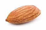 Closeup of almond nuts kernel isolated on white background.