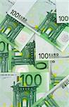 Green background made of banknotes of one hundred euros