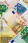 European currency collage - multicolored euro banknotes background