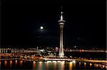 The night view of Macau Tower Convention and Sai Van bridge