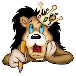 Lion 04 king - High detailed and coloured illustration - Lion king painter