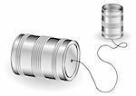 Tin can phone isolated over white background
