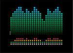 musical abstract background showing flashing lights and a volume graph