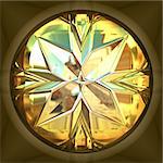 Background illustration of symmetrical round clear gem