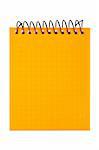 Orange notebook isolated on white background. With clipping path included