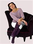Woman in a purple chair