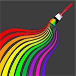 Vector - Colorful wavy / curvy abstract rainbows on a black background.