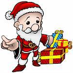 Santa Claus 02 - coloured cartoon vector, Santa and christmas gifts