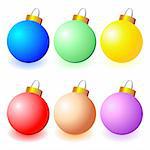 Christmas balls with different colors isolated over white background