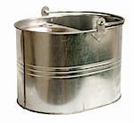 Galvanized steel bucket shot on a white background, includes Clipping Path