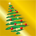 Christmas tree over gold gradient background