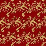 Winter red floral background with a seamless abstract design