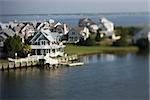 Aerial view of coastal community on Bald Head Island, North Carolina.