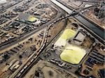 Aerial view of industrial storage facility in Los Angeles California.