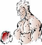 Sketch of a boxer in profile retro illustration