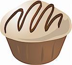 Vanilla chocolate swirl cupcake muffin. Vector isometric illustration