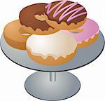 Various donuts arranged on a serving tray isometric illustration