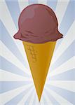 Ice cream cone illustration, chocolate single scoop