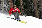 Skier on a slope in Lake Tahoe, California