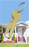 Keys in front of a country house