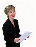 Smiling businesswoman with a paper